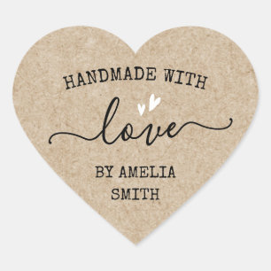 Pegatina En Forma De Corazón Hecho a mano con corazones de nombre personalizado