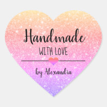 Hecho a mano con el guión de purpurina de arcoiris