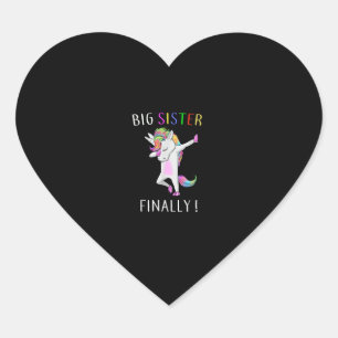 Pegatina En Forma De Corazón Hermana grande por fin Chica unicornio de camiseta