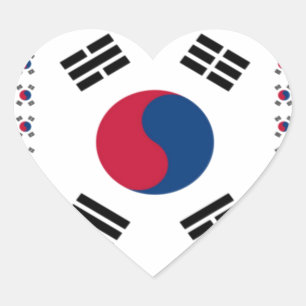 Pegatina En Forma De Corazón Hermosa Bandera Coreana Diagonal: Un Arte Infinito