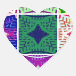 Pegatina En Forma De Corazón Hermosa Estampa de Arte Africano a Cuadros