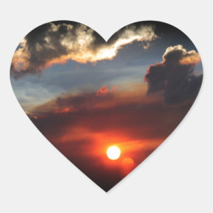 Pegatina En Forma De Corazón hermosa foto de puesta de sol con humo