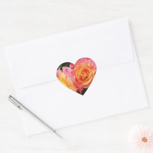 Pegatina En Forma De Corazón Hermosa foto de rosa rosa y naranja
