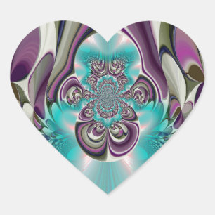 Pegatina En Forma De Corazón Hermosa impresión abstracta púrpura y cian angelic