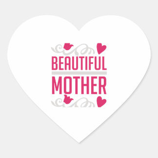 Pegatina En Forma De Corazón Hermosa Madre Tipografía de Corazón Floral Elegant