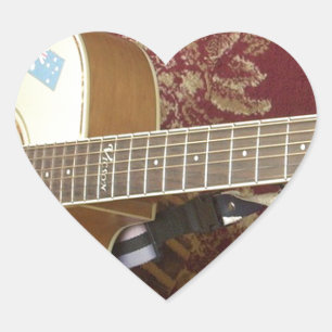 Pegatina En Forma De Corazón Hermosa y encantadora guitarra vintage sobre motiv