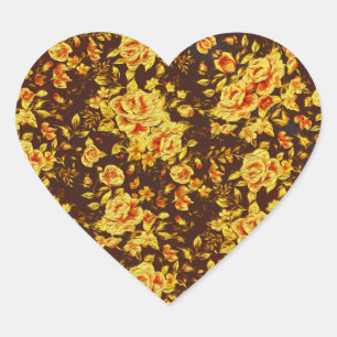 Pegatina En Forma De Corazón Hermosas flores amarillas vintage