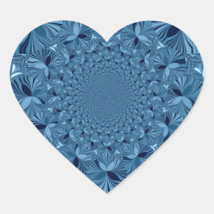 Pegatina En Forma De Corazón Hermoso Arte de Caleidoscopio Azul Iridescente Ado