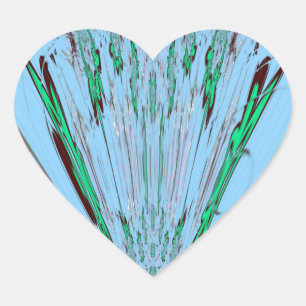 Pegatina En Forma De Corazón Hermoso Arte de Motivo Floral Azul Acuático Asombr
