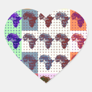 Pegatina En Forma De Corazón Hermoso arte étnico de mapa africano a cuadros 