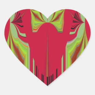 Pegatina En Forma De Corazón Hermoso Arte Tribal Africano Rojo y Amarillo Preci