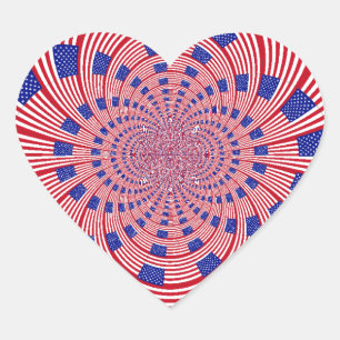 Pegatina En Forma De Corazón Hermoso Asombroso Bandera de Estados Unidos Caleid