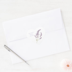 Pegatina En Forma De Corazón Hermoso Chorro Nupcial Floral Lavanda