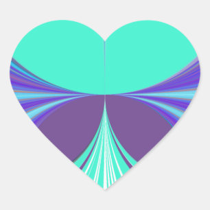 Pegatina En Forma De Corazón Hermoso diseño de patrones de motivos púrpura cian