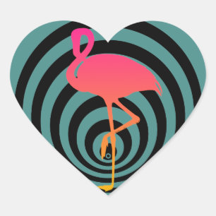 Pegatina En Forma De Corazón Hermoso flamingo en círculos