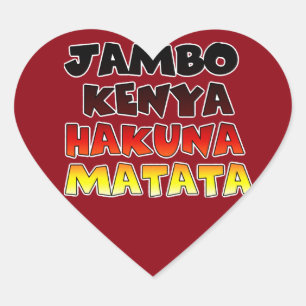 Pegatina En Forma De Corazón Hermoso Jambo Kenya Hakuna Matata Agradable Arte