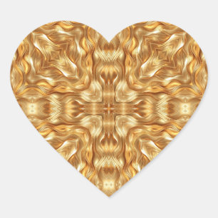 Pegatina En Forma De Corazón Hermoso patrón abstracto dorado