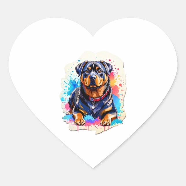 Pegatina En Forma De Corazón Hermoso Rottweiler (Anverso)
