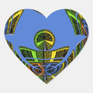 Pegatina En Forma De Corazón Hermoso Vector Azul Africano Tradicional Étnico