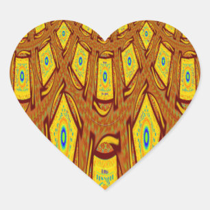 Pegatina En Forma De Corazón Hermoso vector de impresión tribal africano dorado