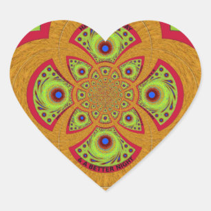 Pegatina En Forma De Corazón Hermoso y asombroso diseño de patrón de mandala af