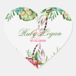 Pegatina En Forma De Corazón Hermosos exitosos pegatinas de bodas