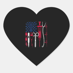 Pegatina En Forma De Corazón Herramienta De Enfermería Bandera Americana Orgull