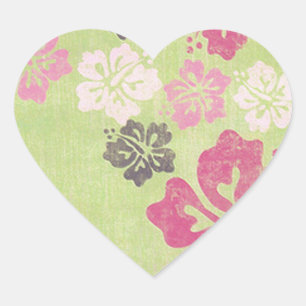 Pegatina En Forma De Corazón Hibisco del vintage