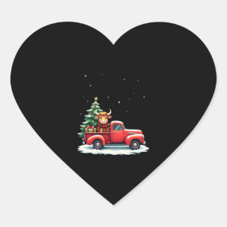 Pegatina En Forma De Corazón Highland Cow in Truck Farm Farmer Christmas Cow Ca