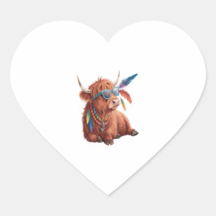 Pegatina En Forma De Corazón Highland Cow Png, Guay Cow Png, Sunglass