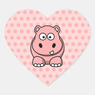 Pegatina En Forma De Corazón Hipopótamo Rosa Lindo