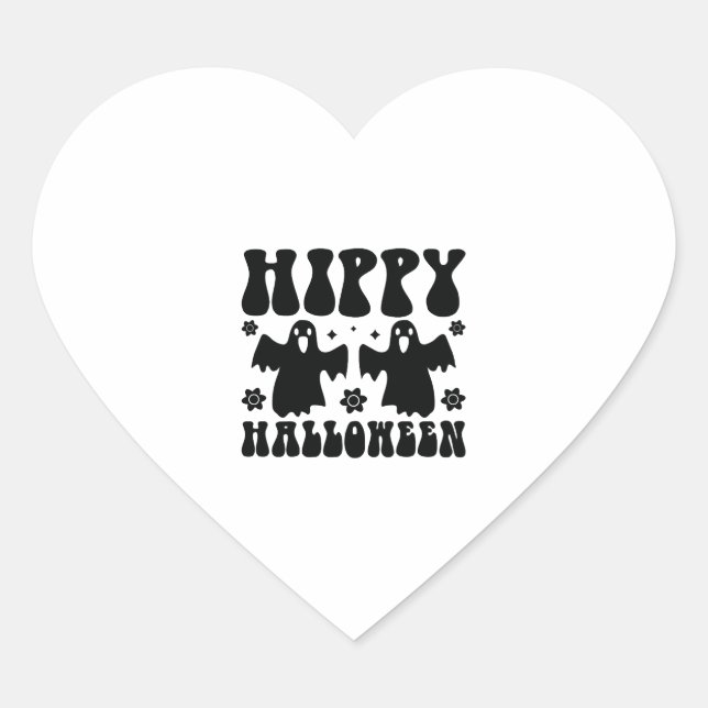 Pegatina En Forma De Corazón Hippy Halloween (Anverso)