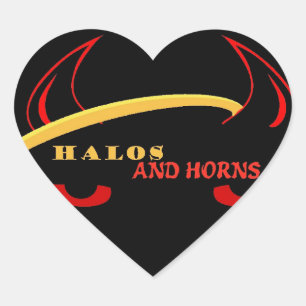 Pegatina En Forma De Corazón Hitos de la hermandad de los Halos y los Cuernos
