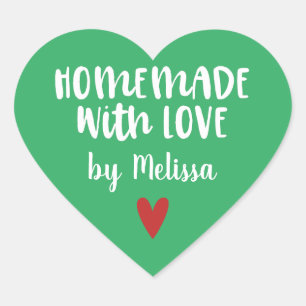 Pegatina En Forma De Corazón Hogar verde personalizado hecho con amor