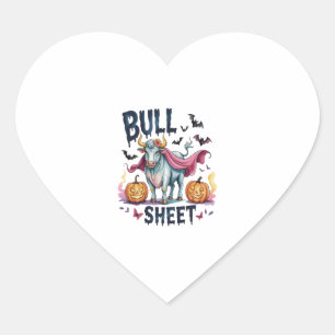 Pegatina En Forma De Corazón Hoja de toros de Halloween, divertida vaca fantasm