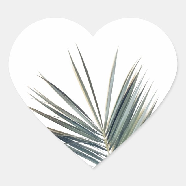 Pegatina En Forma De Corazón Hoja verde pálido (Anverso)