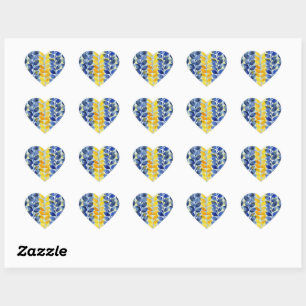 Pegatina En Forma De Corazón Hojas amarillas y azules