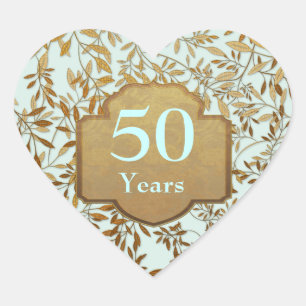 Pegatina En Forma De Corazón Hojas de oro 50° aniversario Boda