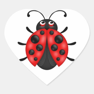Pegatina En Forma De Corazón Hojas de Pegatina de insectos negros rojos persona