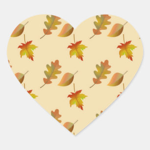Pegatina En Forma De Corazón Hojas de roble acogedoras de arce de otoño
