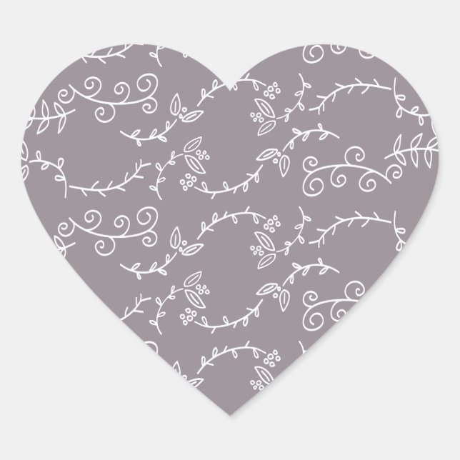 Pegatina En Forma De Corazón hojas y bayas (Anverso)