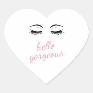 Pegatina En Forma De Corazón Hola Gorgeo con pestañas de Bonito