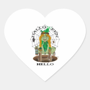 Pegatina En Forma De Corazón Hola Halloween