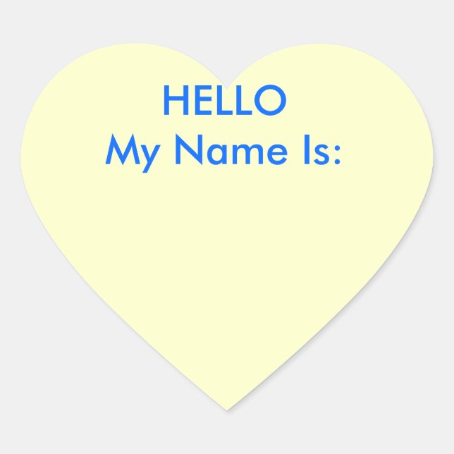Pegatina En Forma De Corazón HOLA mi nombre es: (Anverso)