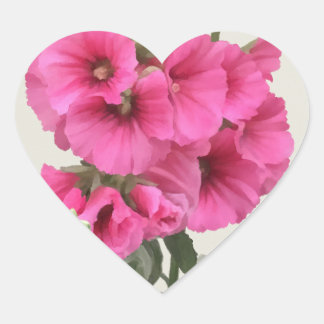 Pegatina En Forma De Corazón Hollyhocks