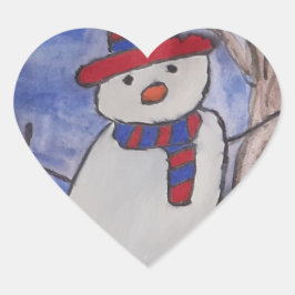 Pegatina En Forma De Corazón Hombre de nieve festivo