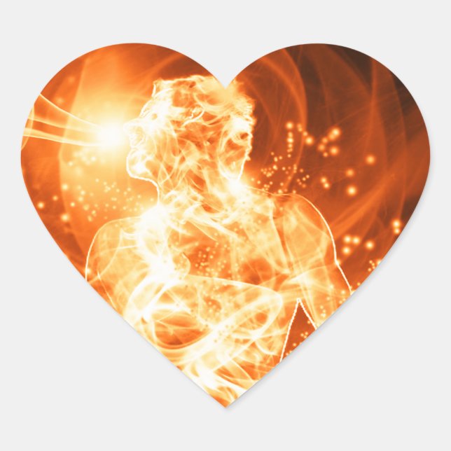 Pegatina En Forma De Corazón Hombre del fuego (Anverso)