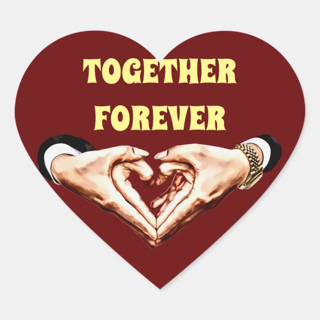 Pegatina En Forma De Corazón Hombre mujeres parejas en forma de corazón arte de (Anverso)