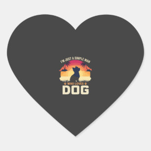 Pegatina En Forma De Corazón Hombre Simple Que Ama Silueta De Perro Atardecer P