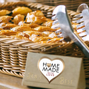 Pegatina En Forma De Corazón Homemade with Love Bronze Heart Shaped Label